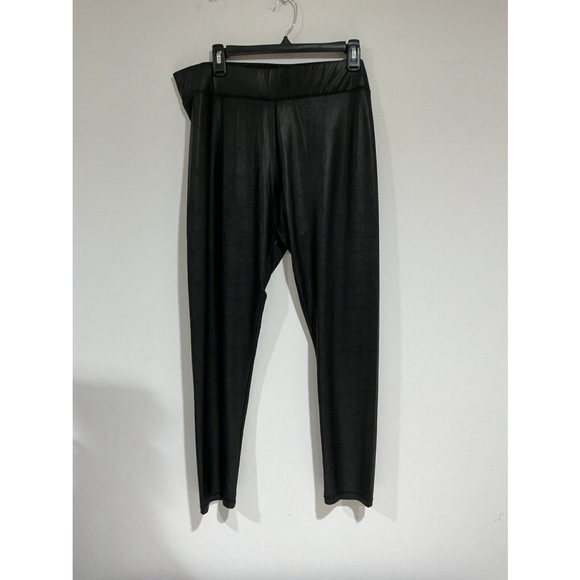 Woman’s Black Faux Leather Polyester Spandex Pants Xl - Picture 1 of 8